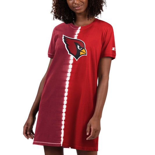 Women's Starter Cardinal Arizona Cardinals Ace Tie-Dye T-Shirt Dress