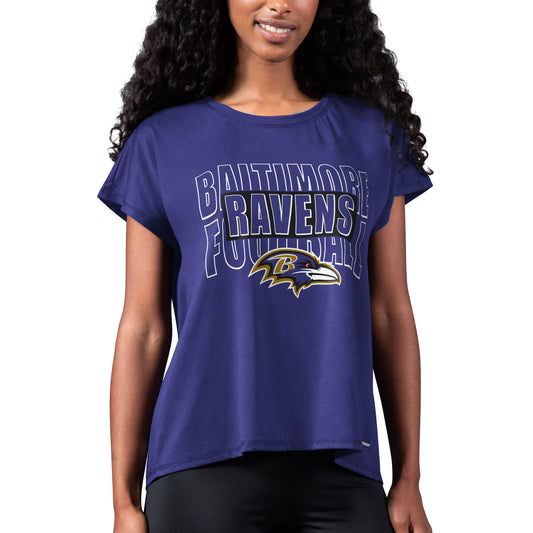 Women's MSX by Michael Strahan Purple Baltimore Ravens Abigail Back Slit T-Shirt