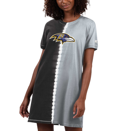 Women's Starter Black Baltimore Ravens Ace Tie-Dye T-Shirt Dress