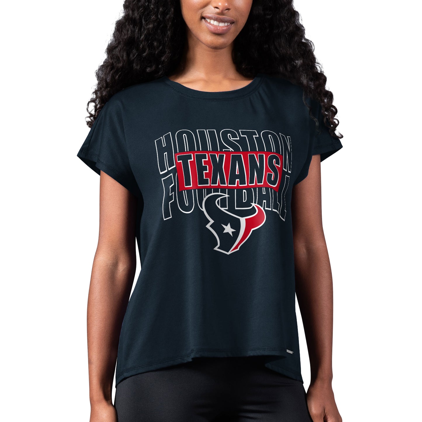 Women's MSX by Michael Strahan Navy Houston Texans Abigail Back Slit T-Shirt