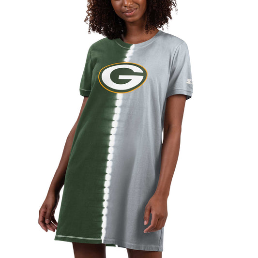 Women's Starter Green Green Bay Packers Ace Tie-Dye T-Shirt Dress