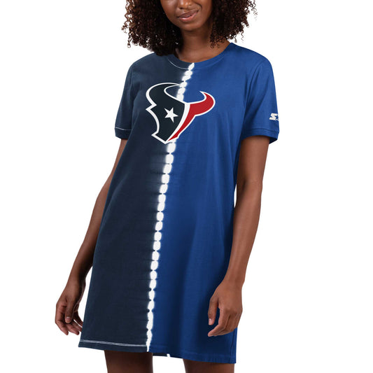 Women's Starter Navy Houston Texans Ace Tie-Dye T-Shirt Dress