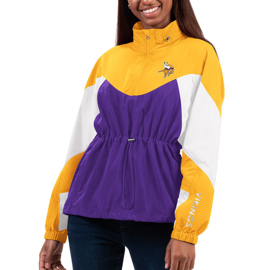 Women's G-III 4Her by Carl Banks Purple/Gold Minnesota Vikings Tie Breaker Lightweight Quarter-Zip Jacket