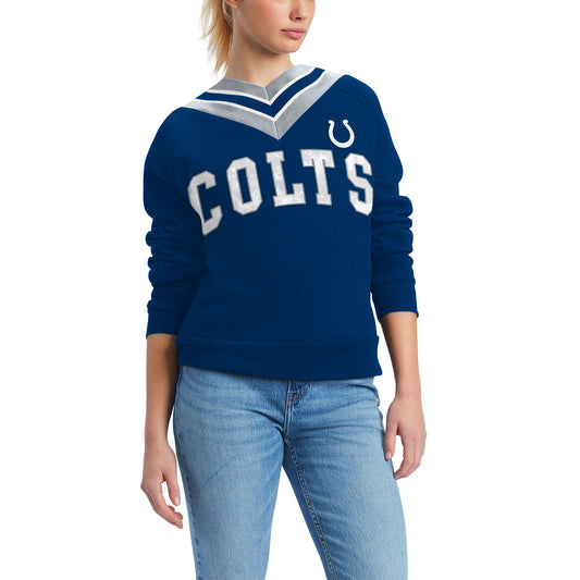 Women's Tommy Hilfiger Royal Indianapolis Colts Heidi V-Neck Pullover Sweatshirt