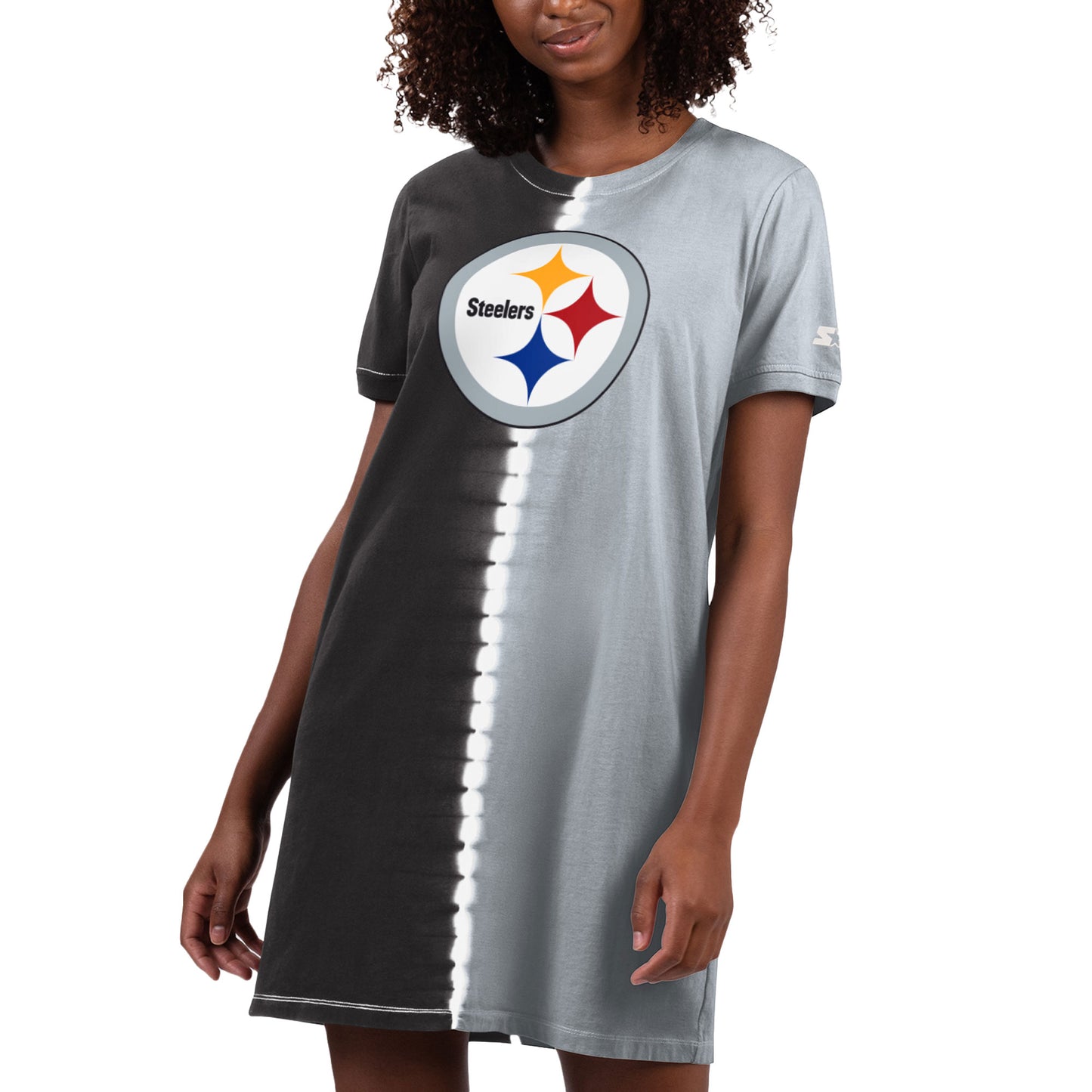 Women's Starter Black Pittsburgh Steelers Ace Tie-Dye T-Shirt Dress