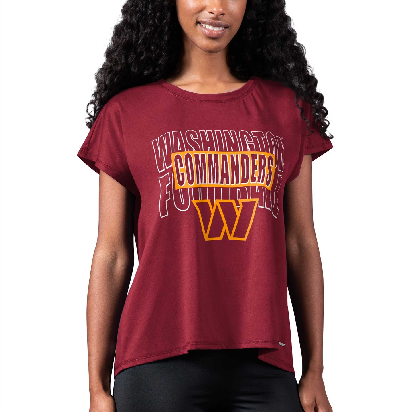 Women's MSX by Michael Strahan Burgundy Washington Commanders Abigail Back Slit T-Shirt