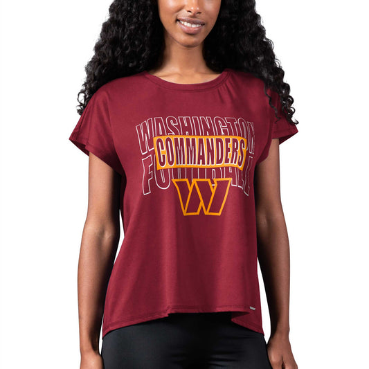 Women's MSX by Michael Strahan Burgundy Washington Commanders Abigail Back Slit T-Shirt