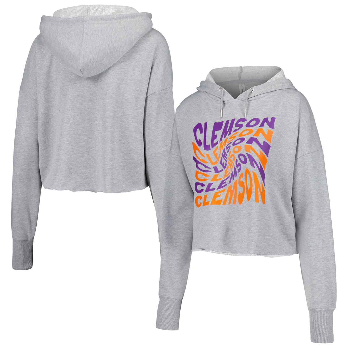 Women's ZooZatz Gray Clemson Tigers Swirl Cropped Pullover Hoodie