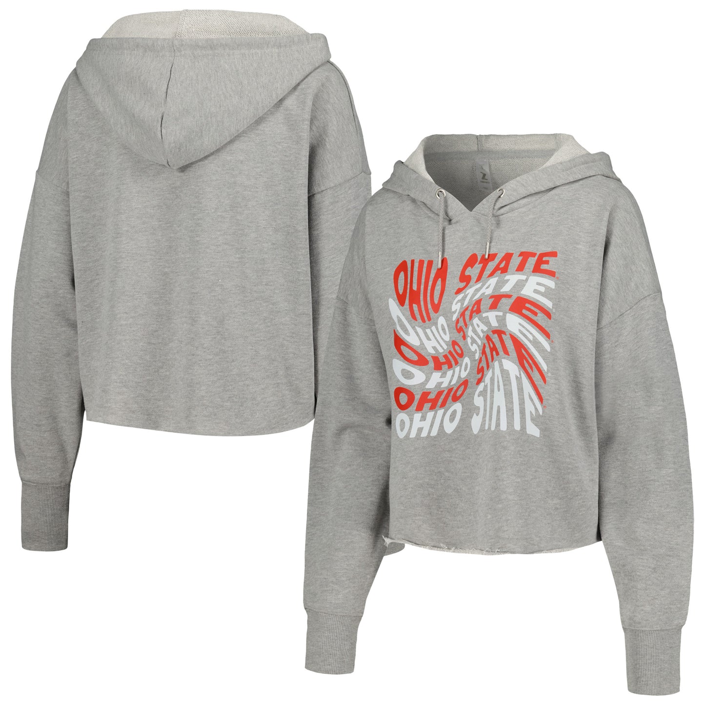 Women's ZooZatz Gray Ohio State Buckeyes Swirl Cropped Pullover Hoodie