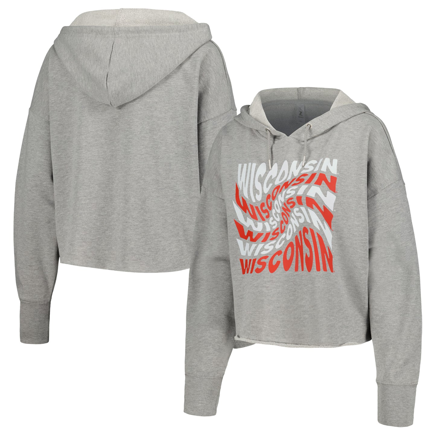 Women's ZooZatz Gray Wisconsin Badgers Swirl Cropped Pullover Hoodie