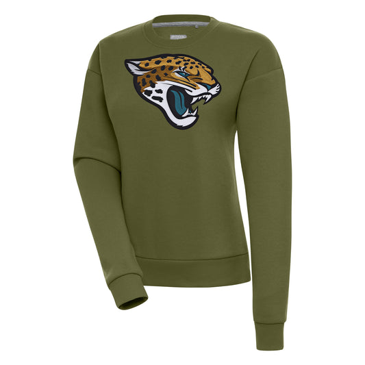 Women's Antigua  Olive Jacksonville Jaguars Victory Pullover Sweatshirt