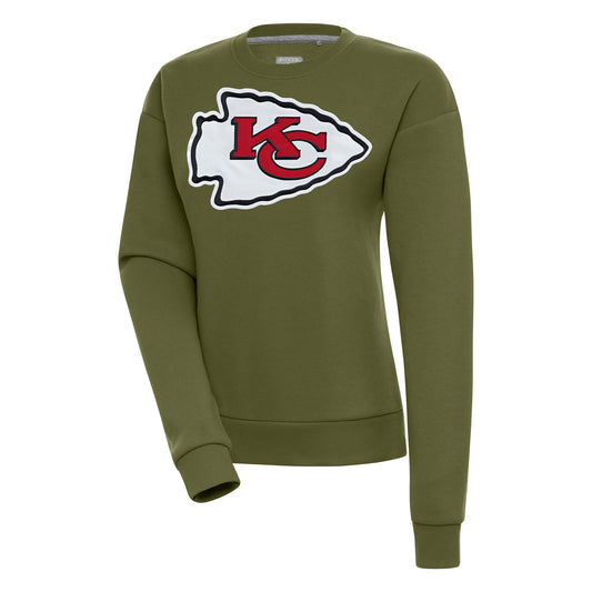 Women's Antigua  Olive Kansas City Chiefs Victory Pullover Sweatshirt