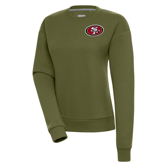 Women's Antigua  Olive San Francisco 49ers Victory Pullover Sweatshirt