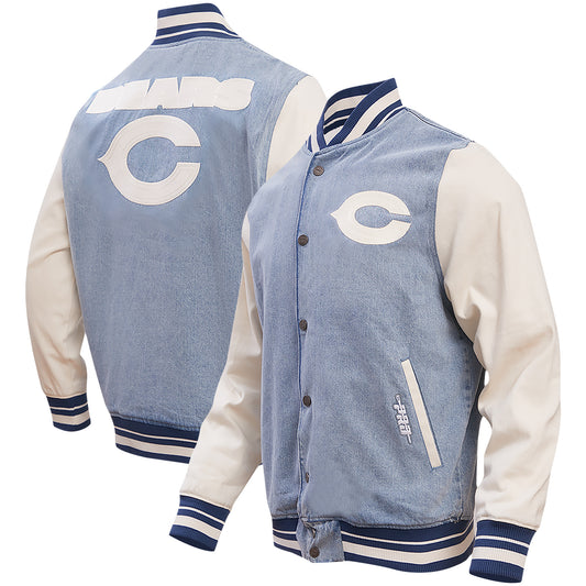 Men's Pro Standard  Denim Chicago Bears Varsity Blues Full-Snap Varsity Jacket