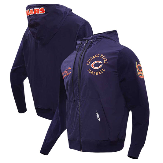 Men's Pro Standard Navy Chicago Bears Hybrid Woven Full-Zip Hoodie