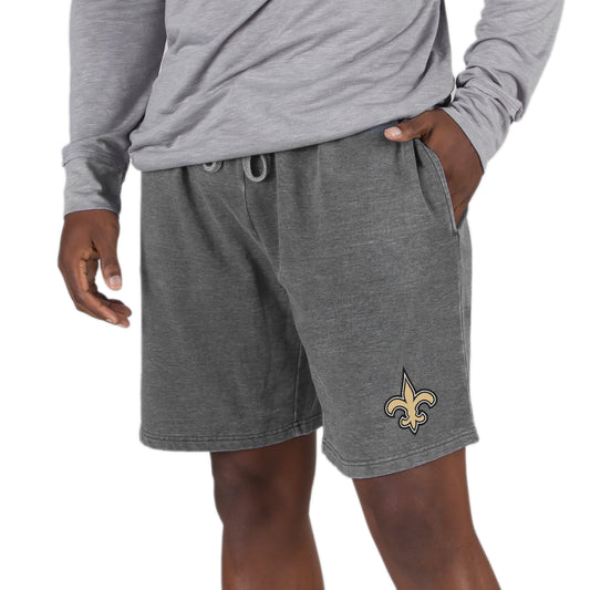 Men's Concepts Sport Charcoal New Orleans Saints Trackside Fleece Jam Shorts