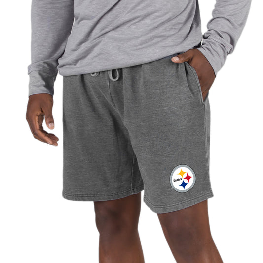 Men's Concepts Sport Charcoal Pittsburgh Steelers Trackside Fleece Jam Shorts