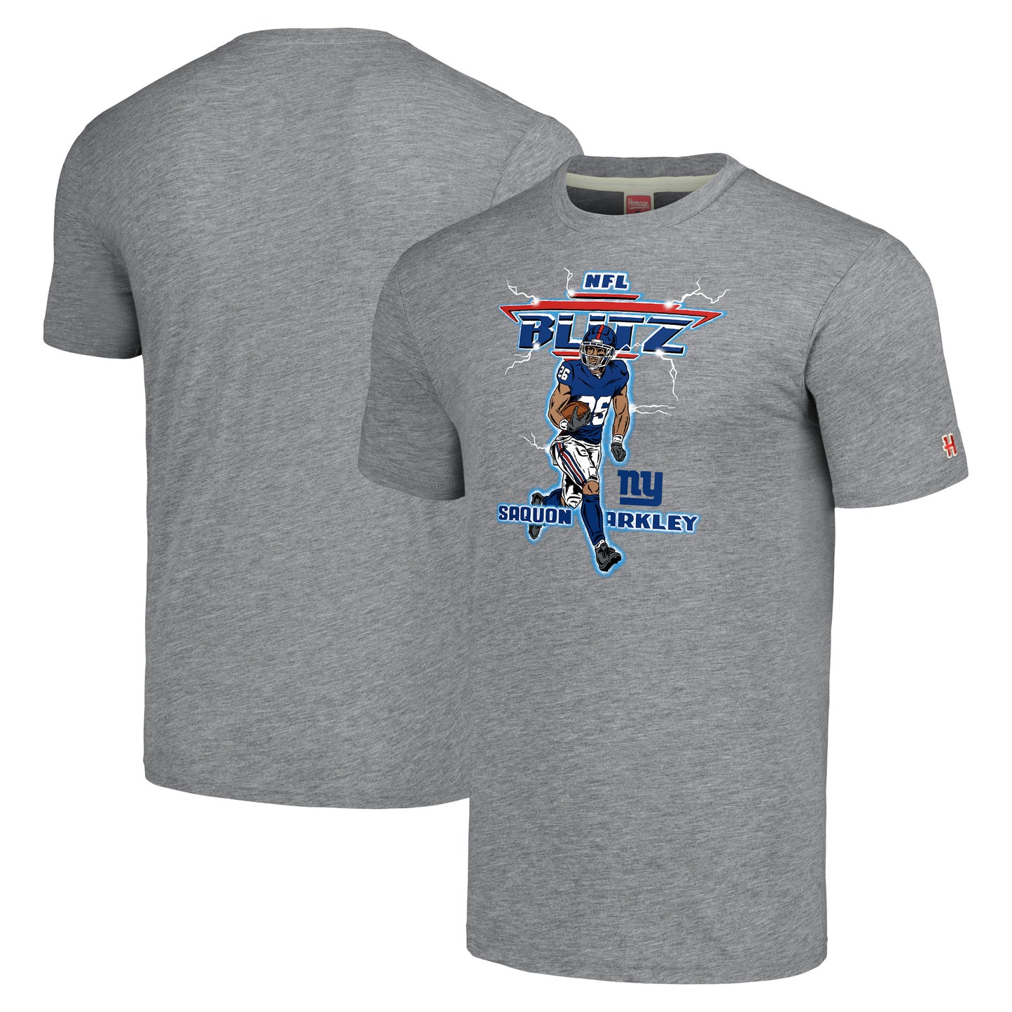 Men's Homage Saquon Barkley Heathered Gray New York Giants NFL Blitz Player Tri-Blend T-Shirt