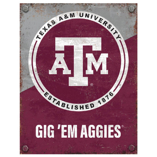 Texas A&M Aggies 13" x 20" Two-Tone Established Date Metal Sign