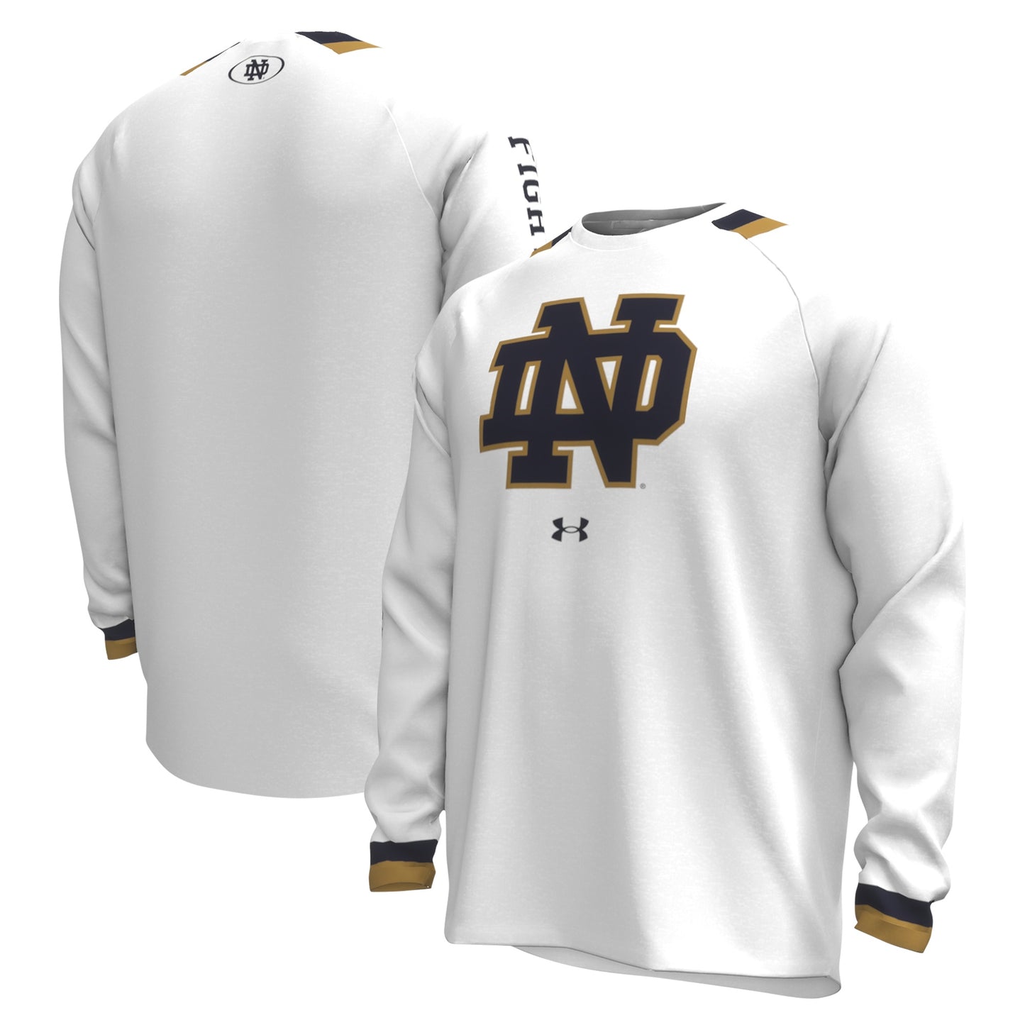 Men's Under Armour White Notre Dame Fighting Irish Shooter Raglan Long Sleeve T-Shirt