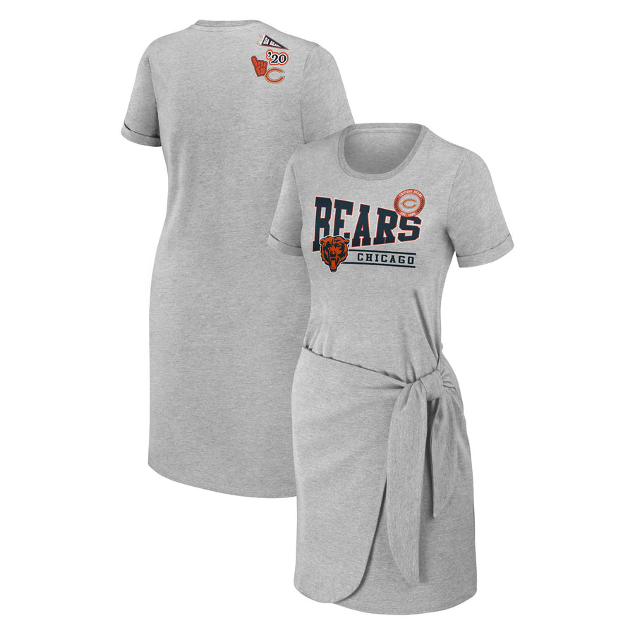 Women's WEAR by Erin Andrews Heather Gray Chicago Bears  Knotted T-Shirt Dress