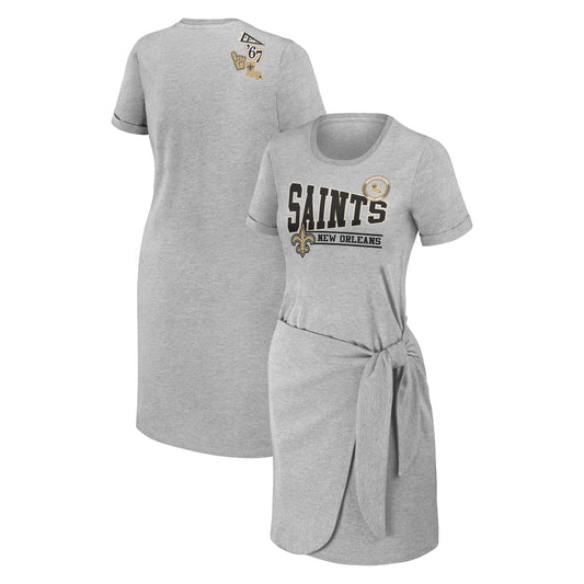 Women's WEAR by Erin Andrews Heather Gray New Orleans Saints  Knotted T-Shirt Dress