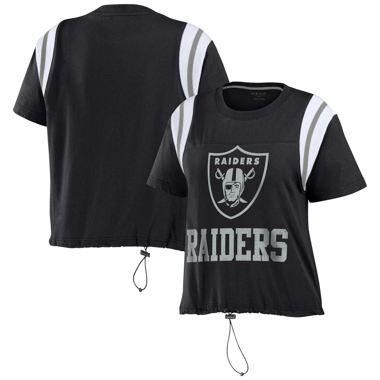 Women's WEAR by Erin Andrews Black Las Vegas Raiders Cinched Colorblock T-Shirt