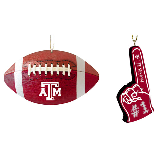 The Memory Company Texas A&M Aggies Football & Foam Finger Ornament Two-Pack