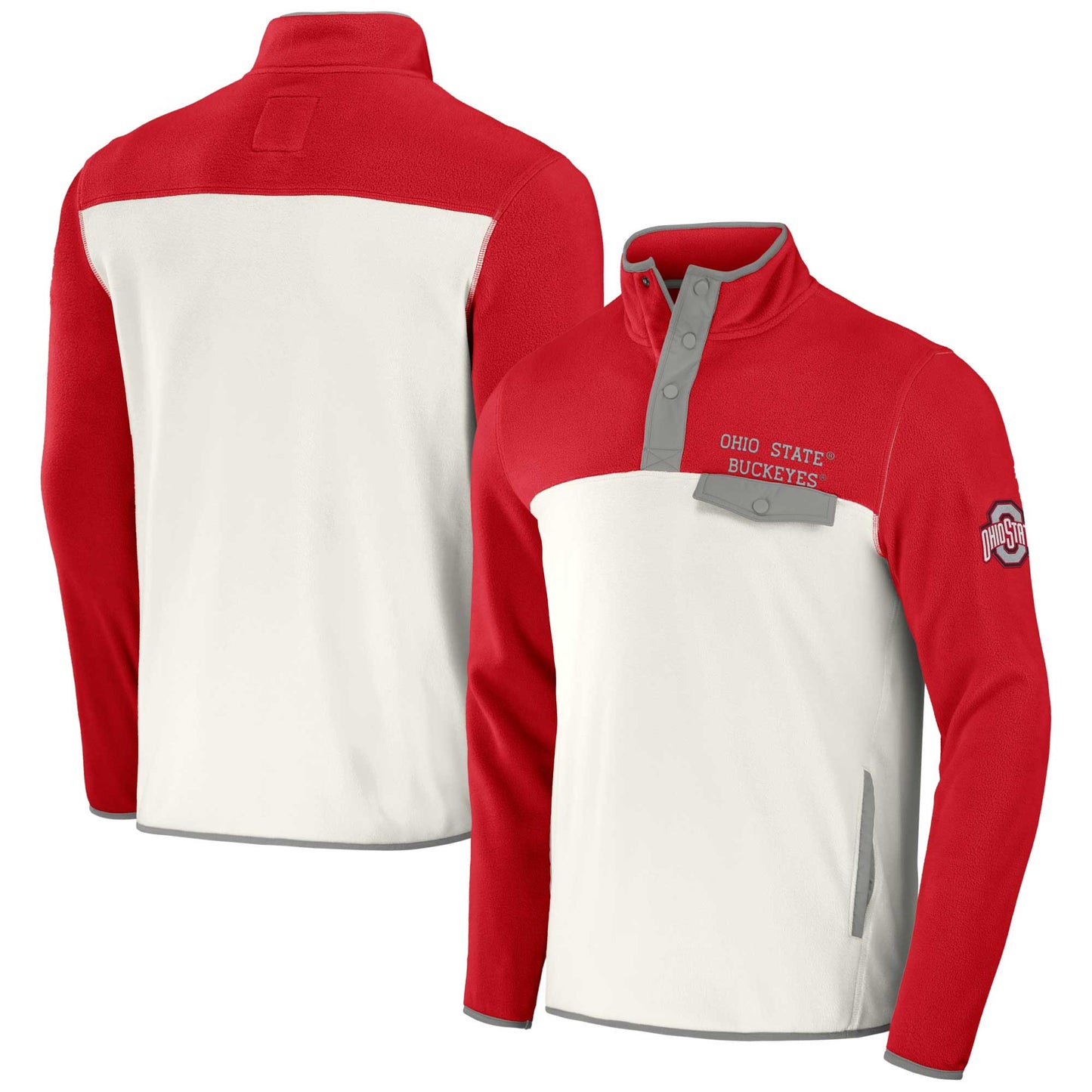 Men's Darius Rucker Collection by Fanatics Red/White Ohio State Buckeyes Micro Fleece Half-Snap Jacket