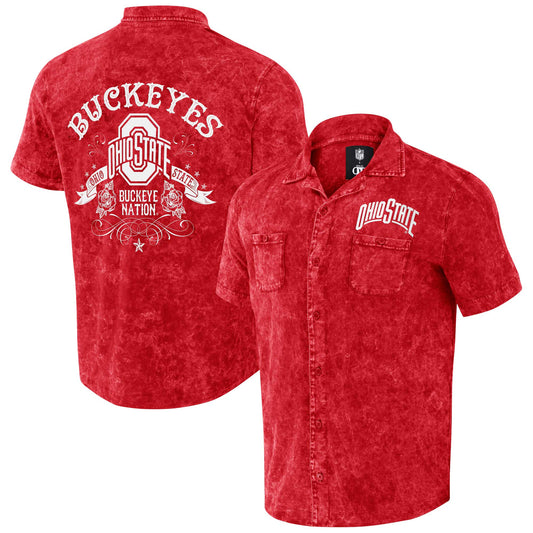 Men's Darius Rucker Collection by Fanatics  Scarlet Ohio State Buckeyes Team Color Button-Up Shirt