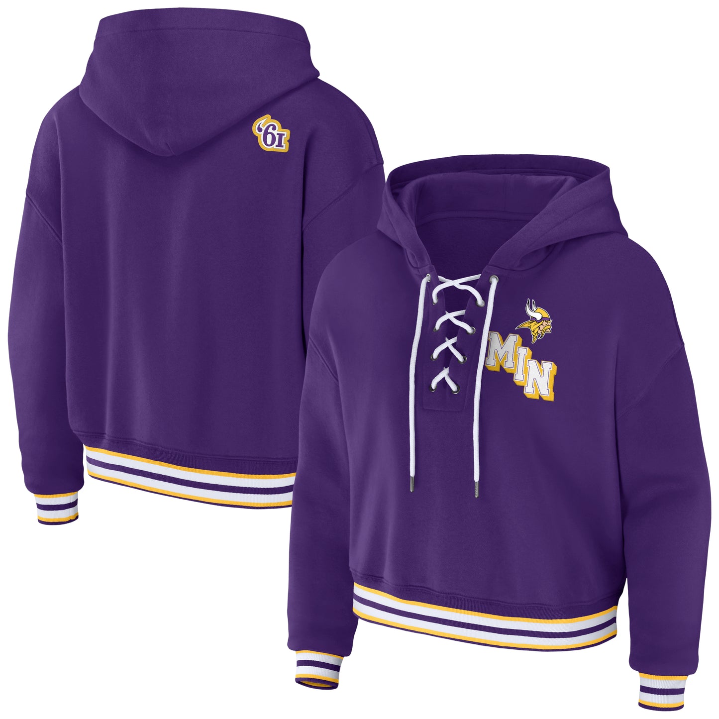 Women's WEAR by Erin Andrews Purple Minnesota Vikings Lace-Up Pullover Hoodie