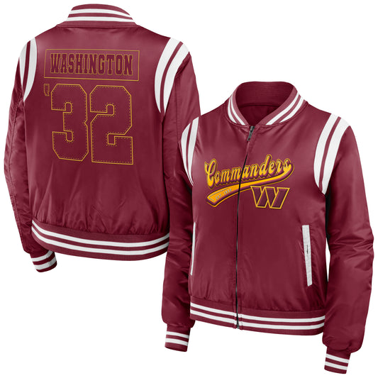 Women's WEAR by Erin Andrews Burgundy Washington Commanders Bomber Full-Zip Jacket