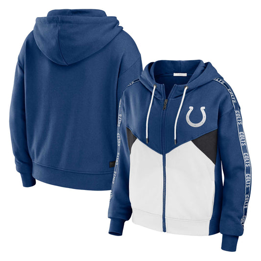 Women's WEAR by Erin Andrews Royal/White Indianapolis Colts Plus Size Color Block Full-Zip Hoodie