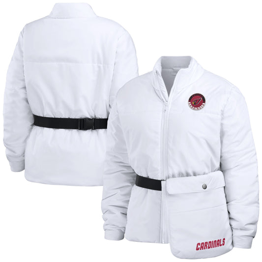 Women's WEAR by Erin Andrews  White Arizona Cardinals Packaway Full-Zip Puffer Jacket