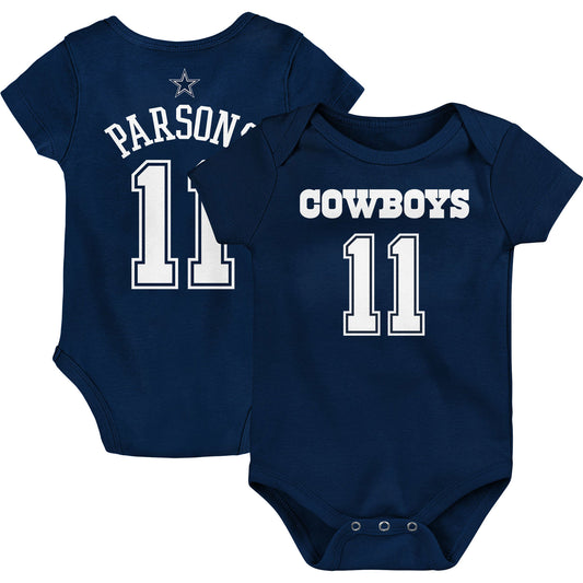 Newborn & Infant Micah Parsons Navy Dallas Cowboys Mainliner Player Name & Number Bodysuit