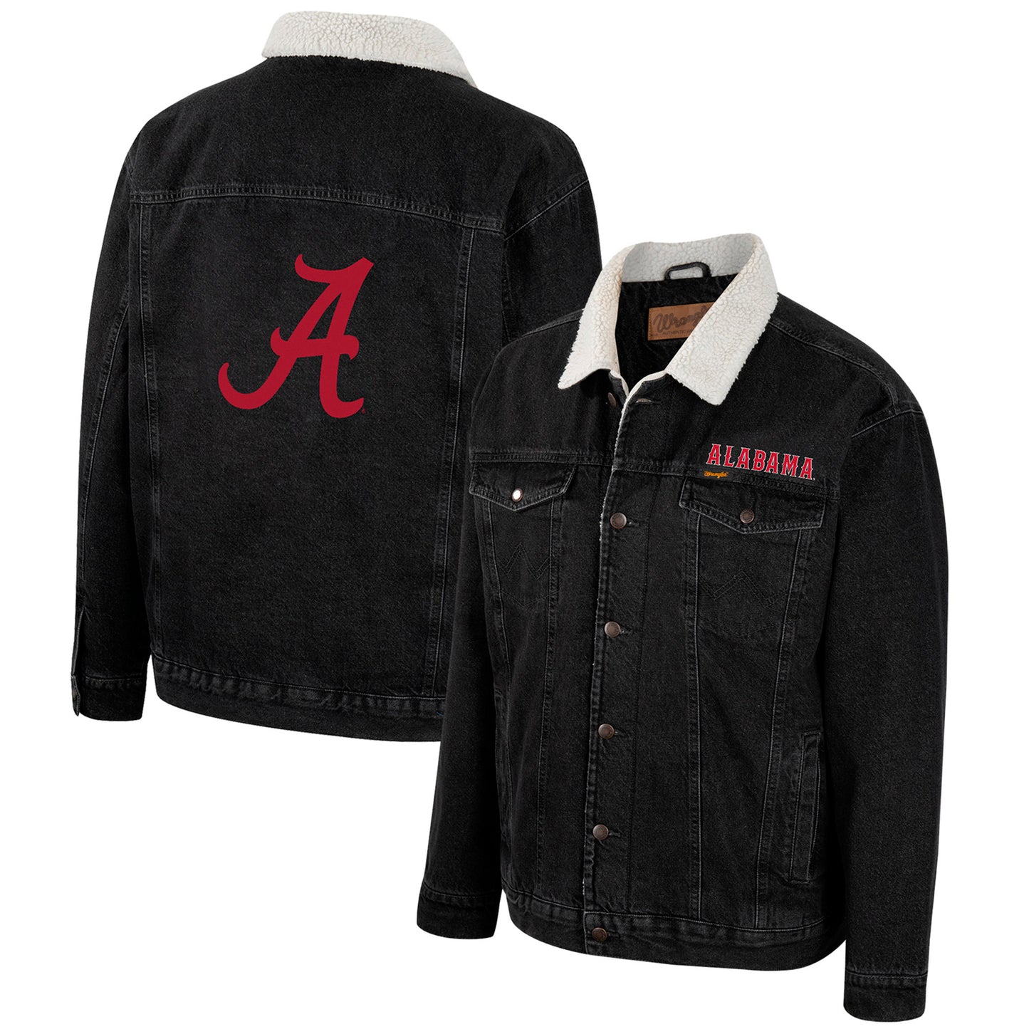 Men's Colosseum x Wrangler Charcoal Alabama Crimson Tide Western Button-Up Denim Jacket