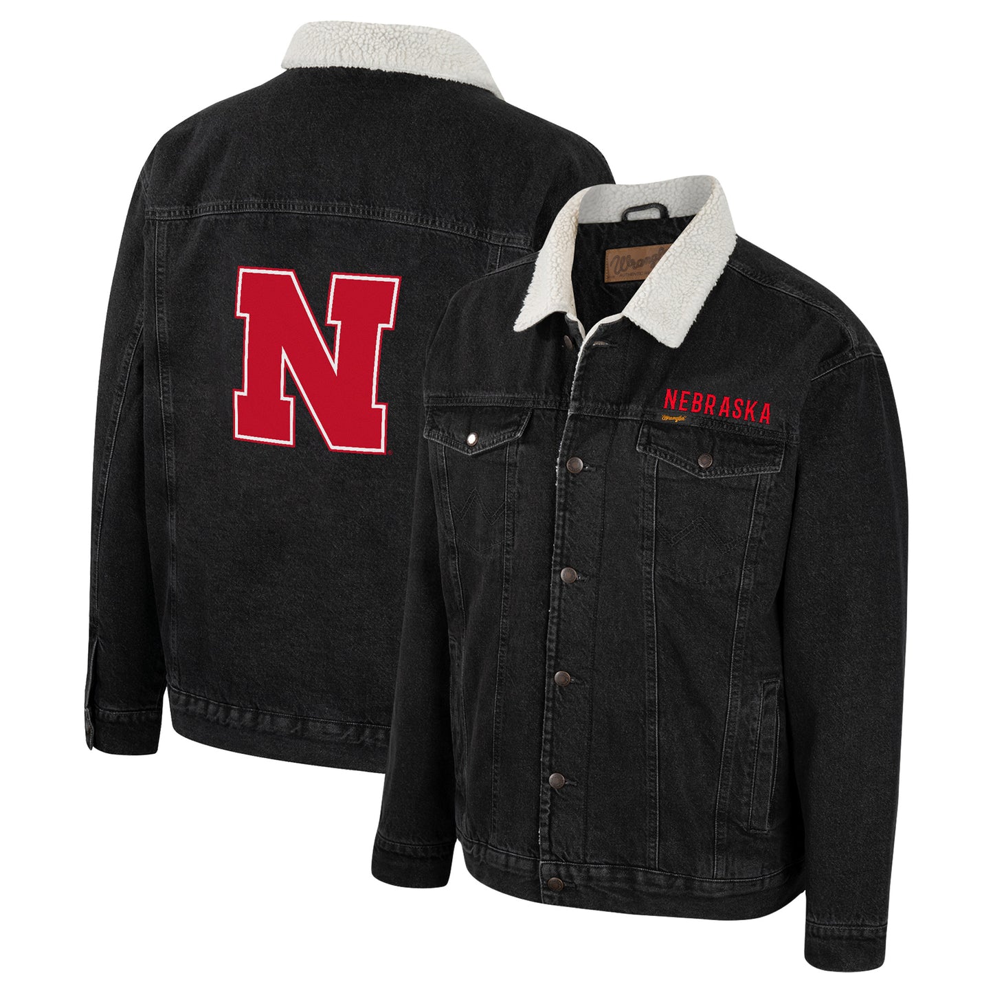 Men's Colosseum x Wrangler Charcoal Nebraska Huskers Western Button-Up Denim Jacket