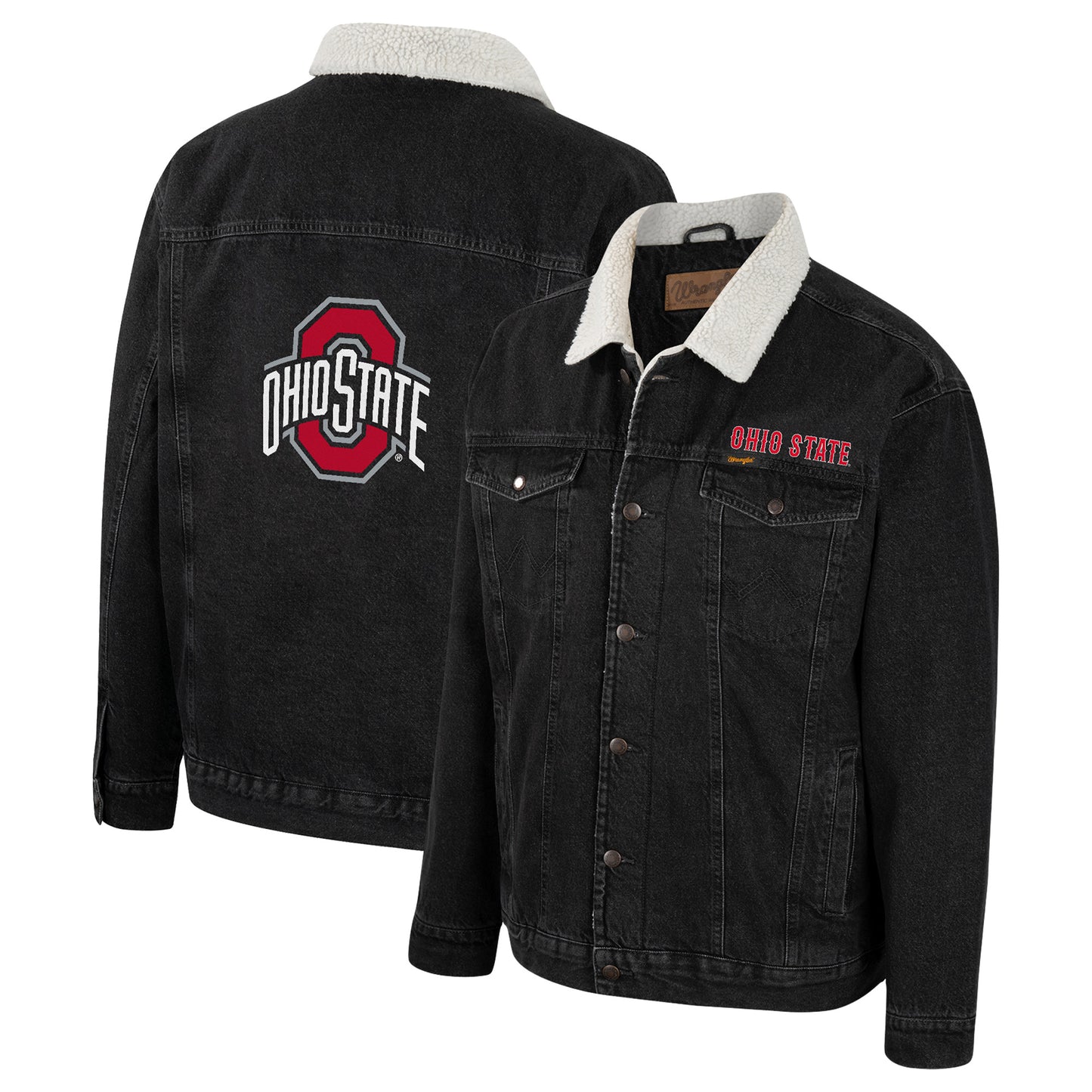 Men's Colosseum x Wrangler Charcoal Ohio State Buckeyes Western Button-Up Denim Jacket