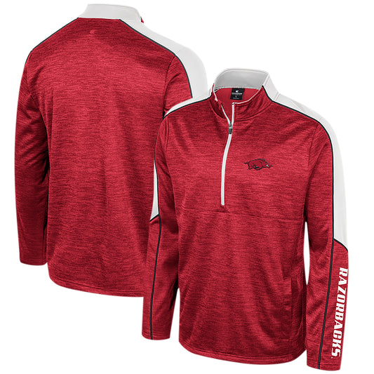 Men's Colosseum Cardinal Arkansas Razorbacks Marled Half-Zip Jacket