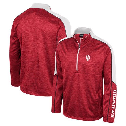 Men's Colosseum Cardinal Indiana Hoosiers Marled Half-Zip Jacket