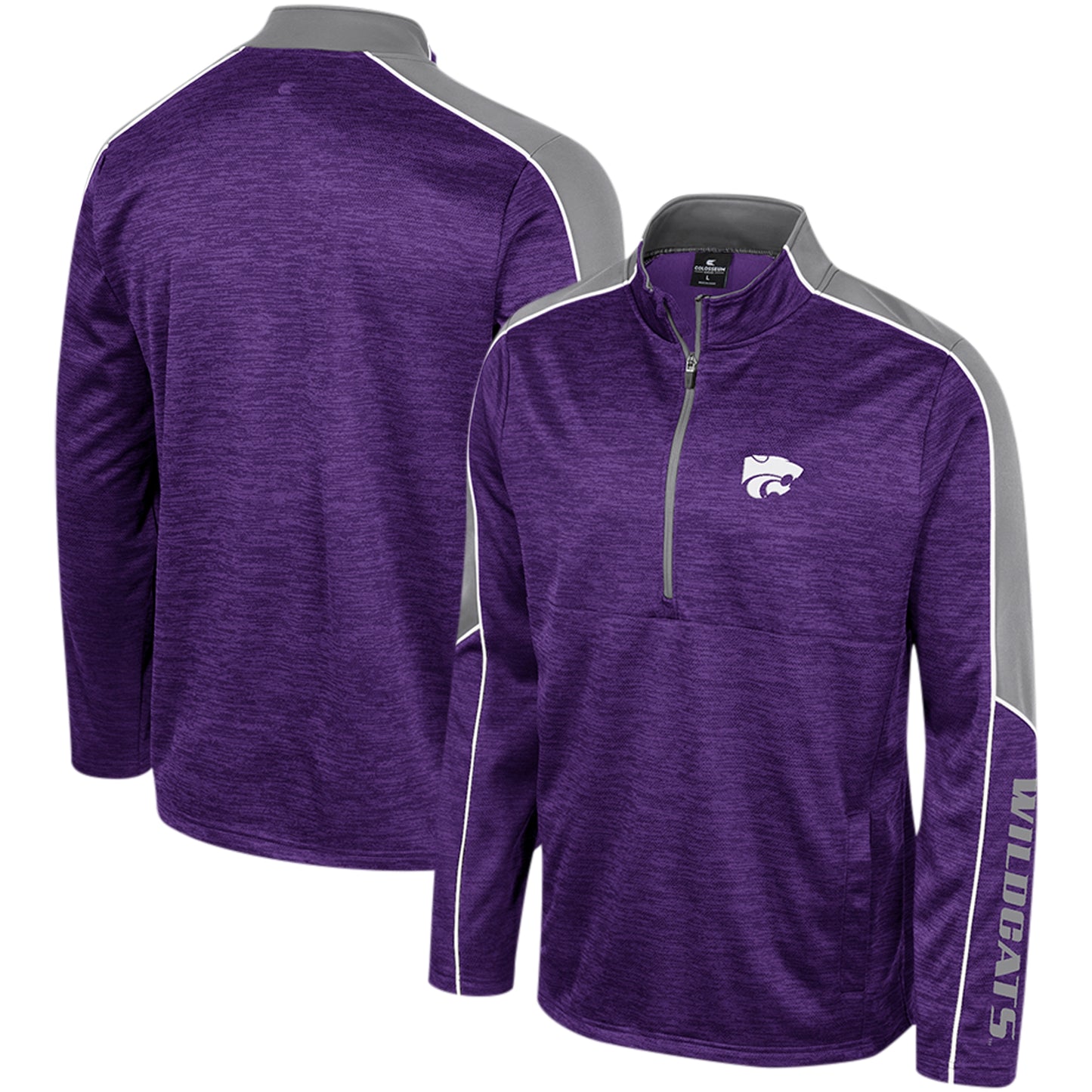 Men's Colosseum Purple Kansas State Wildcats Marled Half-Zip Jacket