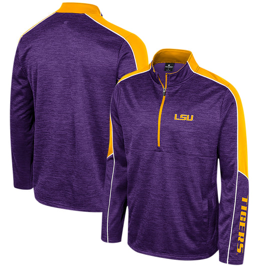 Men's Colosseum Purple LSU Tigers Marled Half-Zip Jacket