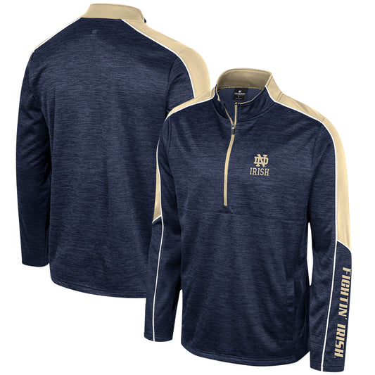 Men's Colosseum Navy Notre Dame Fighting Irish Marled Half-Zip Jacket