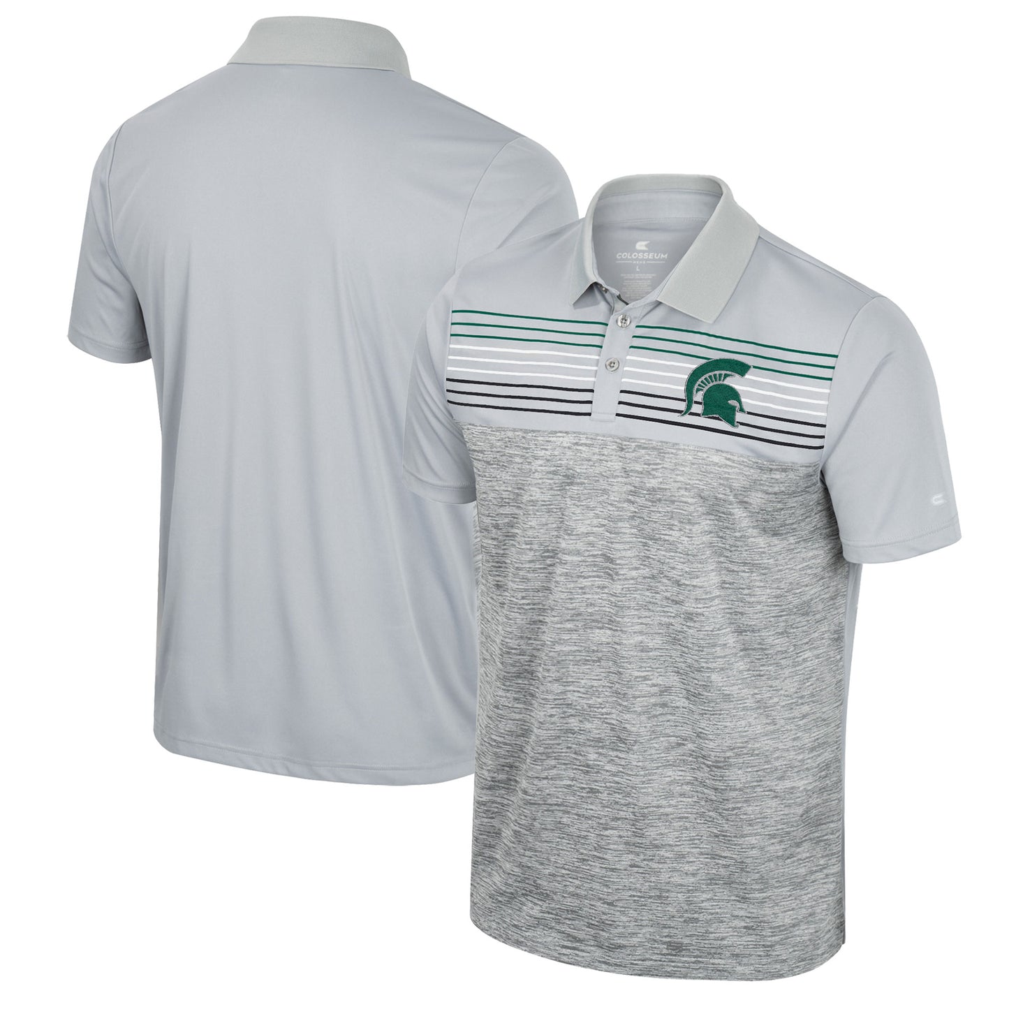 Men's Colosseum Gray Michigan State Spartans Cybernetic Polo