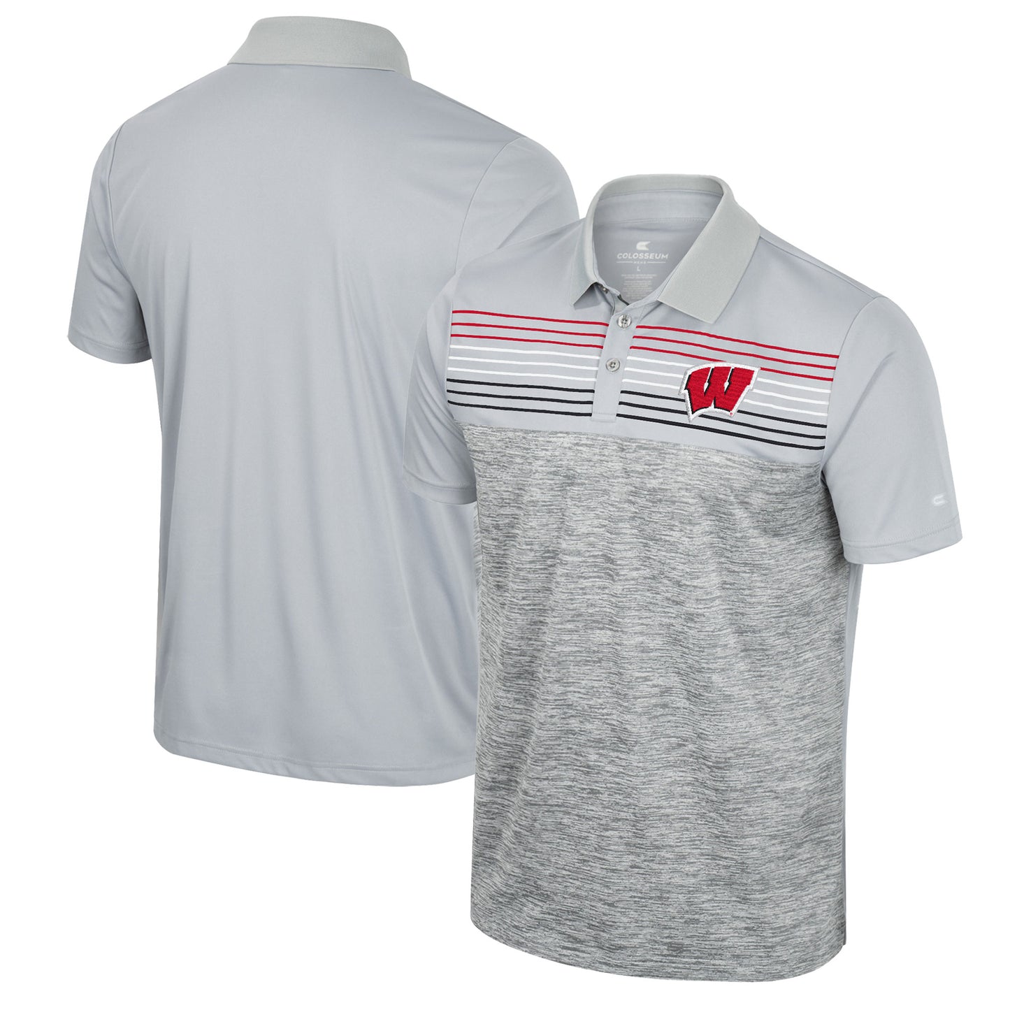 Men's Colosseum Gray Wisconsin Badgers Cybernetic Polo