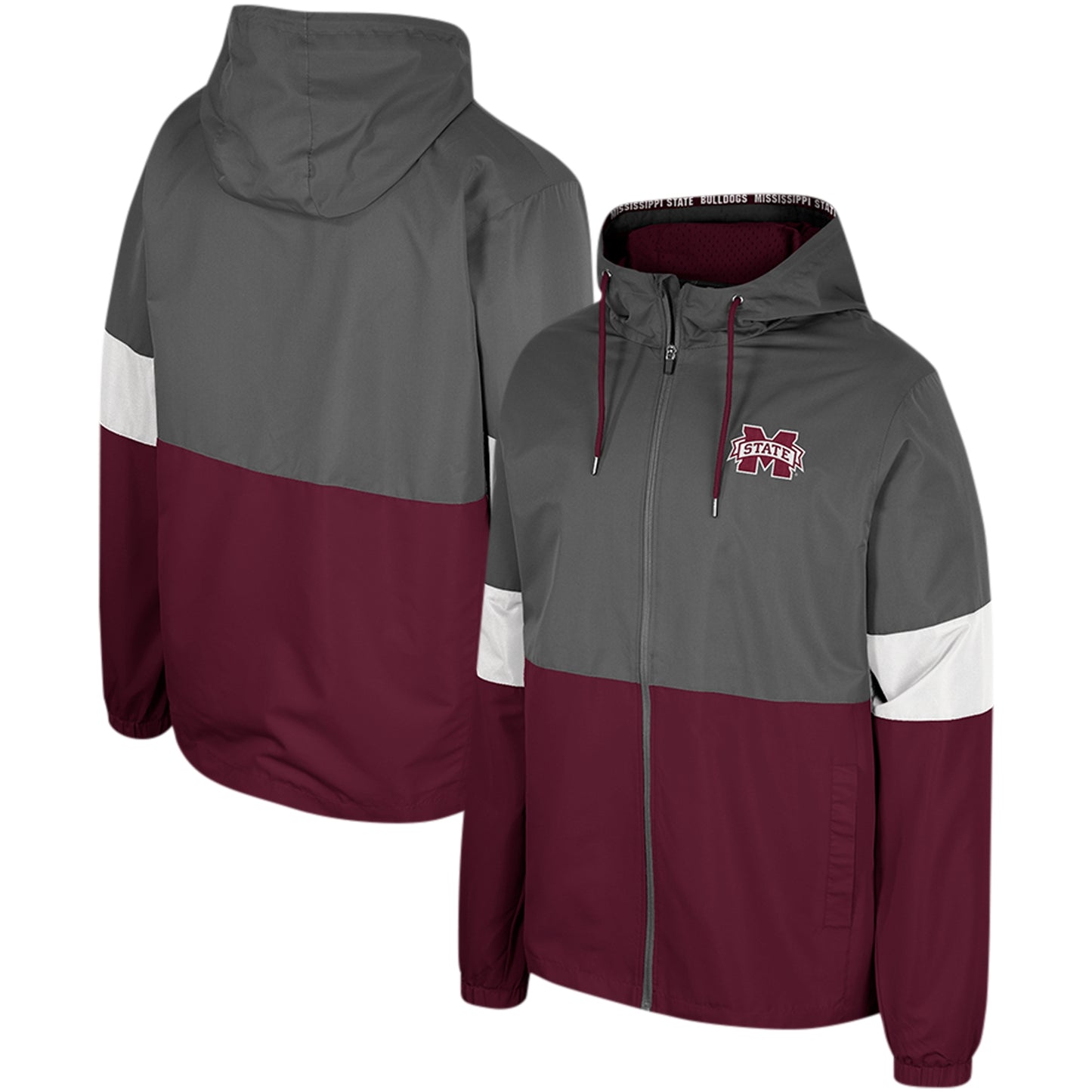 Men's Colosseum Charcoal Mississippi State Bulldogs Miles Full-Zip Jacket