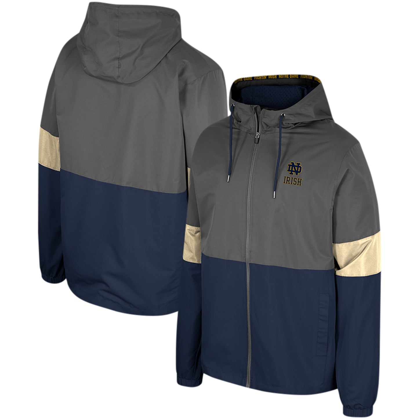 Men's Colosseum Charcoal Notre Dame Fighting Irish Miles Full-Zip Jacket