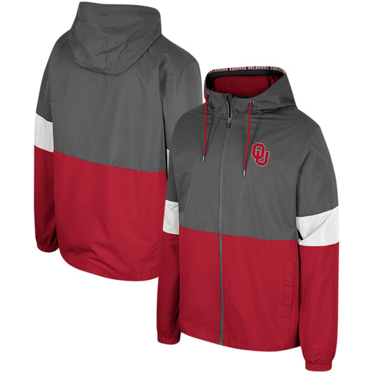 Men's Colosseum Charcoal Oklahoma Sooners Miles Full-Zip Jacket