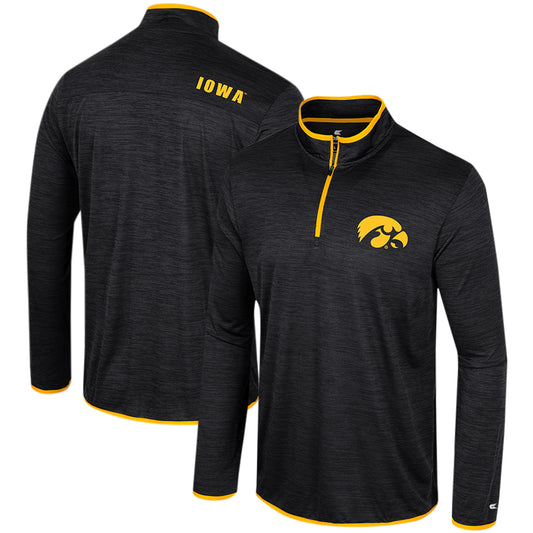 Men's Colosseum Black Iowa Hawkeyes Wright Quarter-Zip Windshirt