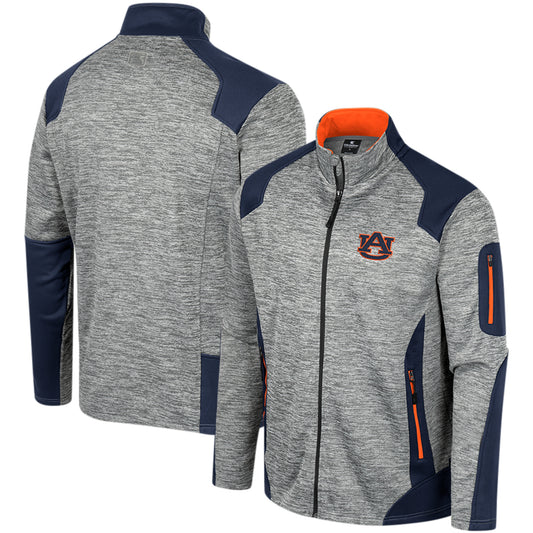 Men's Colosseum Gray Auburn Tigers Silberman Color Block Full-Zip Jacket